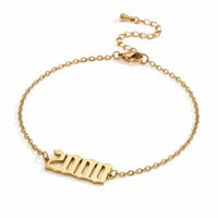 Tobillera Oro - Año de Nacimiento Personalizada