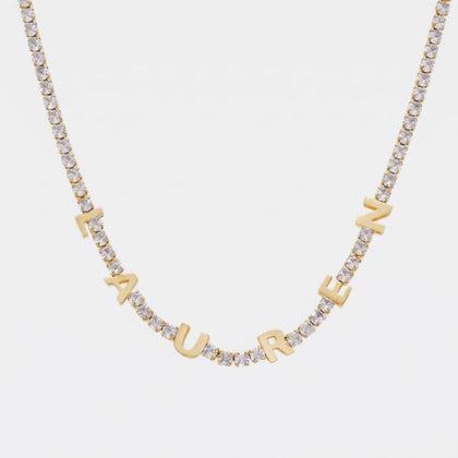 Collar Tennis Iniciales - Personalizado Oro Circonita