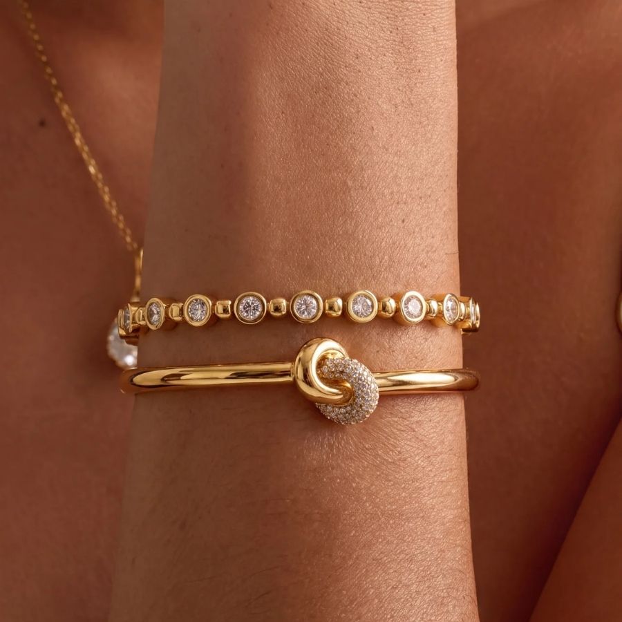 Pulsera Tennis - Mini Perlas Oro