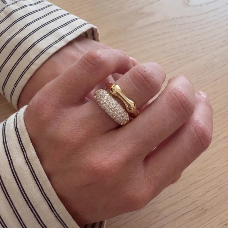 Anillo Cóctel - Cúpula Pavé Completa Circonita Oro
