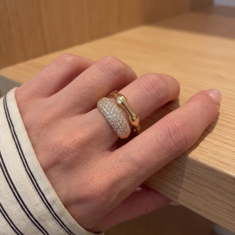 Anillo Cóctel - Cúpula Pavé Completa Circonita Oro