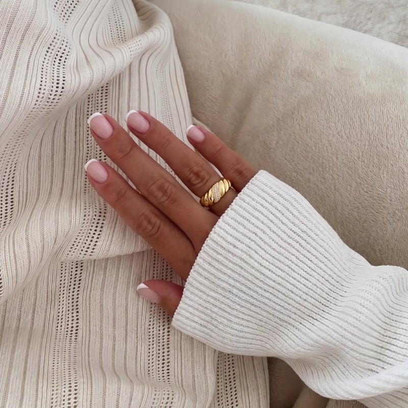 Anillo Croissant - Serpentina Pavé Oro