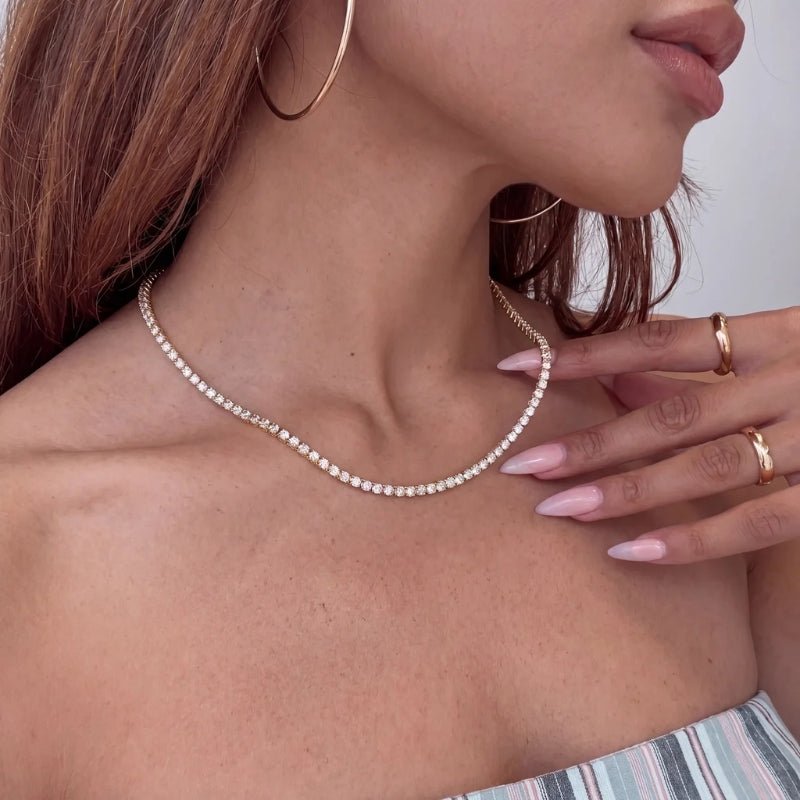 Collar Choker Tennis - Cristales Oro