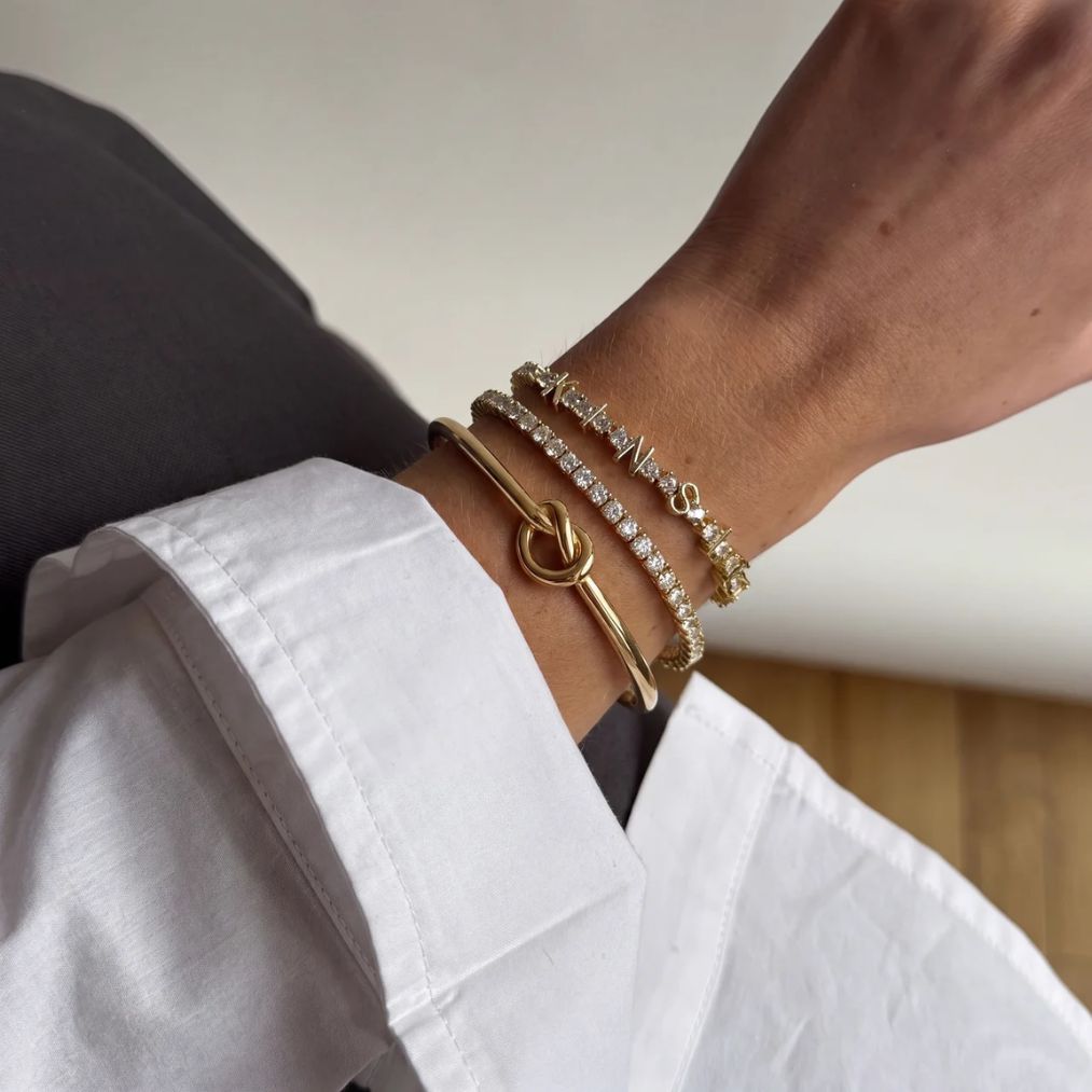 Pulsera Tennis Nombre Personalizado - Oro Circonita