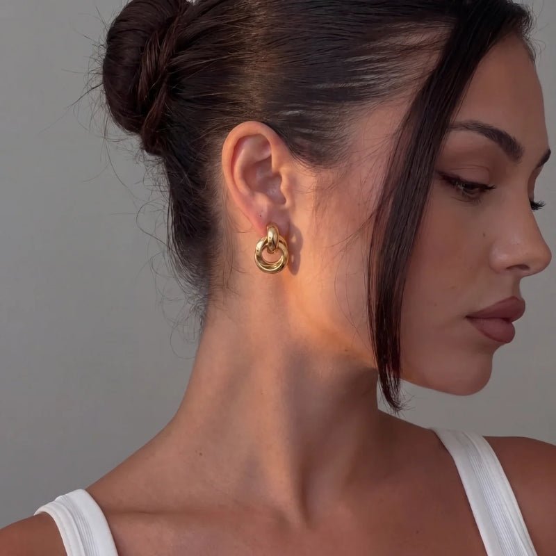 Pendientes Doble Aro - Nudo Knocker Oro