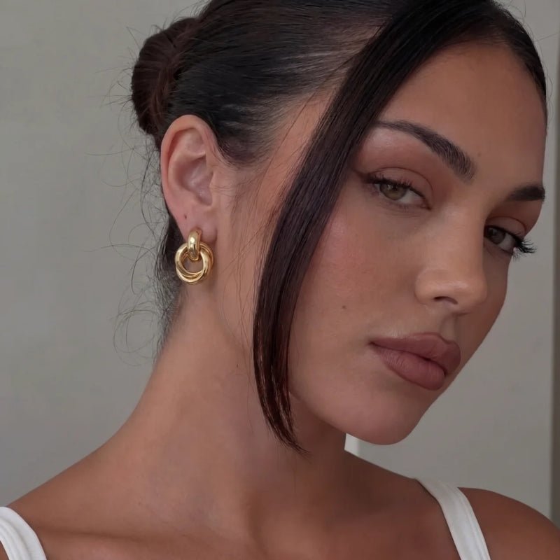 Pendientes Doble Aro - Nudo Knocker Oro