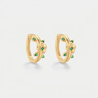 Pendientes Aro Flor - Sabiduría Ónix Verde Oro