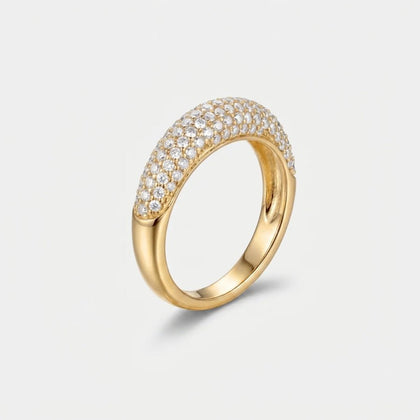Anillo Cóctel - Cúpula Pavé Completa Circonita Oro