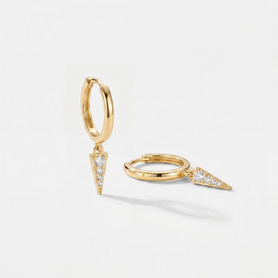 Pendientes Aro Colgante - Vega Gota Pavé Oro
