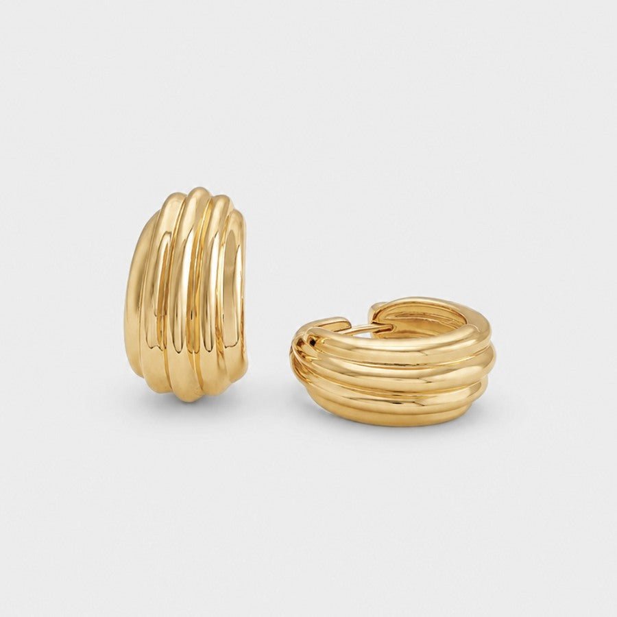 Pendientes Huggies Oro - Ripple Estriados