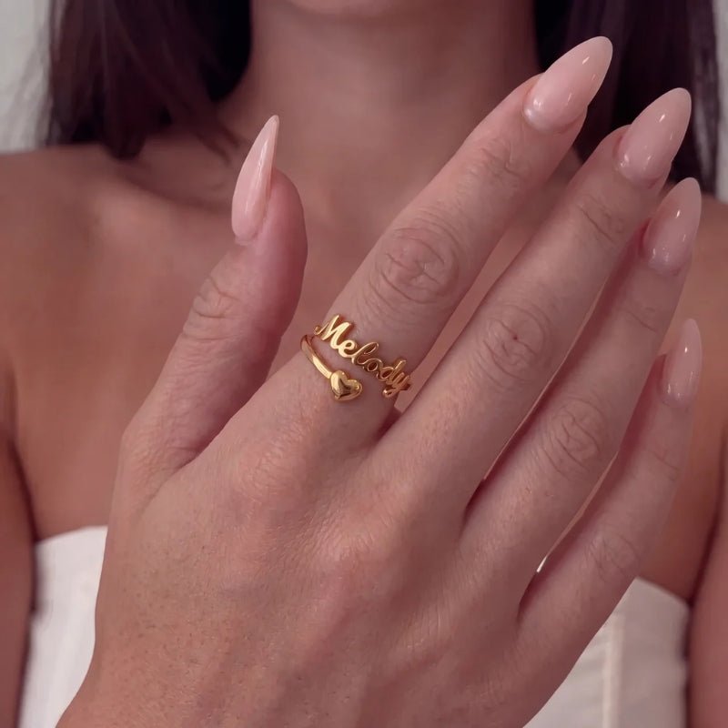 Anillo Corazón Nombre - Oro Personalizado