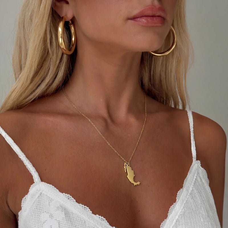 Collar Mapa - País Personalizado Oro