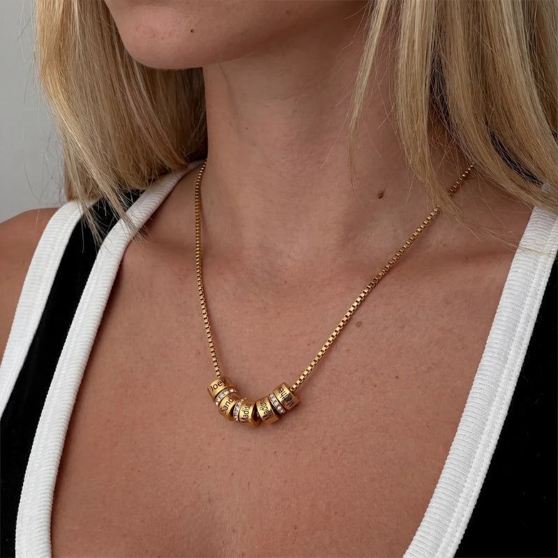 Collar Anillos Múltiples Nombres - Personalizado Oro