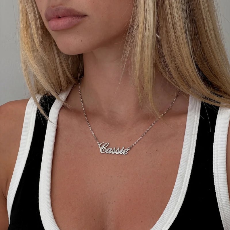 Collar Placa Nombre - Personalizado Oro