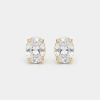 Pendientes Botón Tennis - Circonita Talla Óvalo Oro