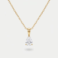 Collar Lágrima Talla Pera - Colgante Cristal Oro