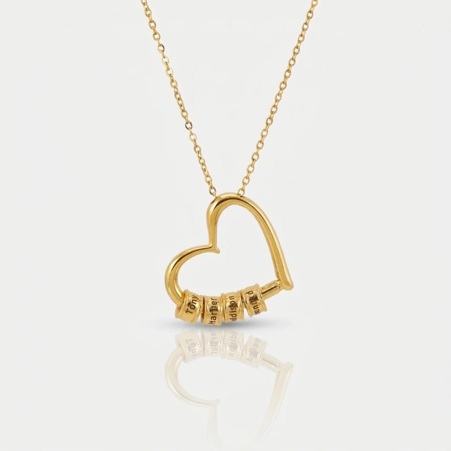 Engraved Heart Necklace - Personalised Gold Name in 18K gold or sterling silver