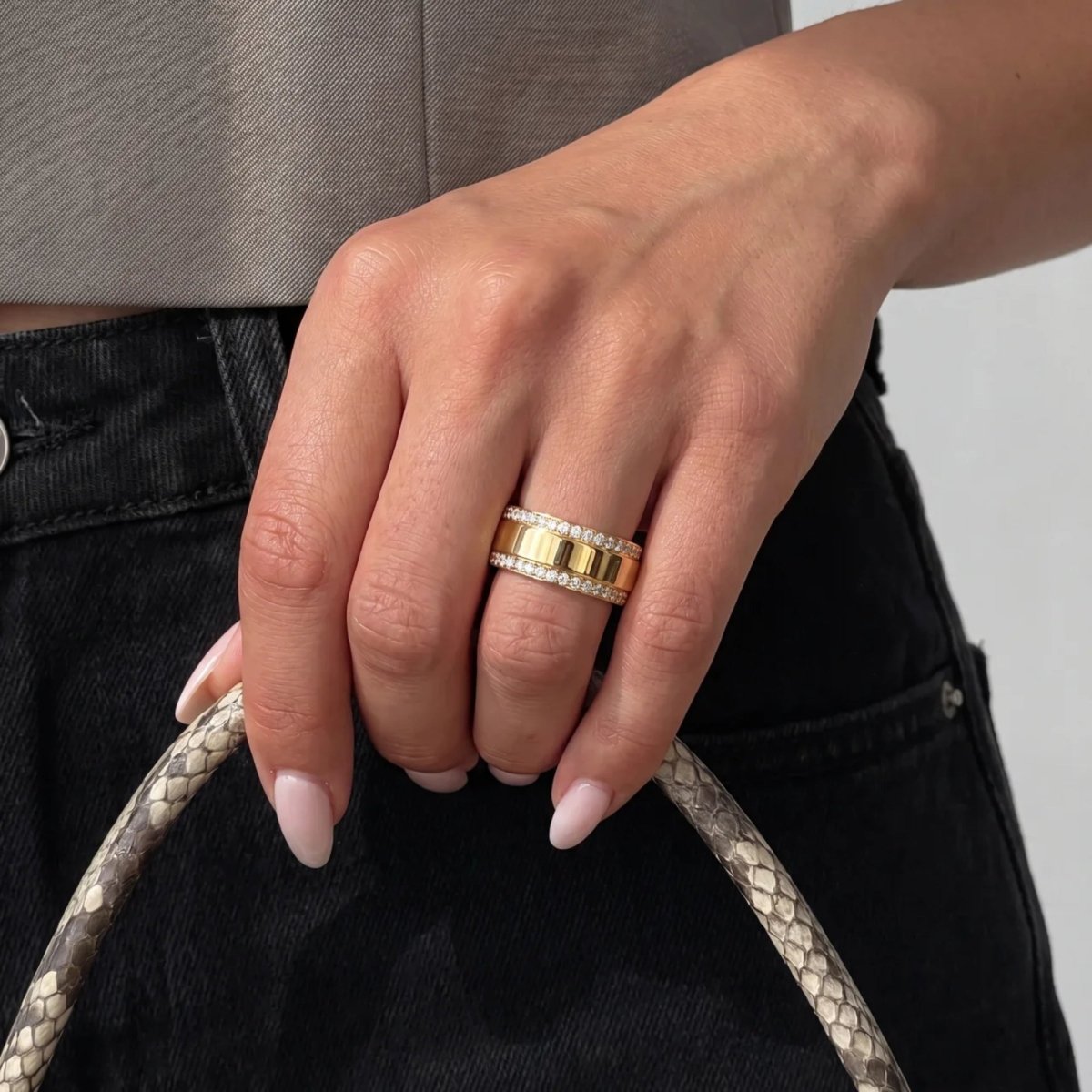 Anillo Doble Alianza - Nombres Personalizado Oro