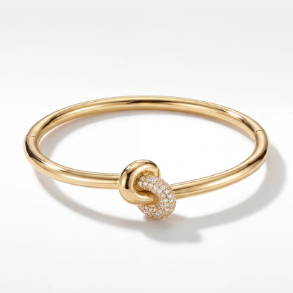 Brazalete Rígido Tennis - Nudo Central Oro