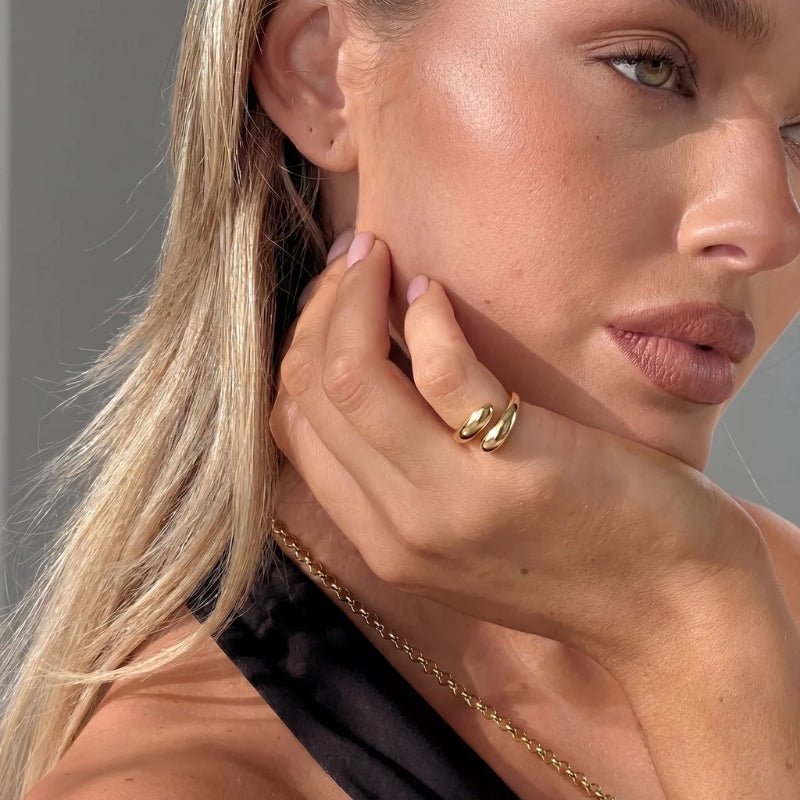 Anillo Envolvente - Gota Flow Oro