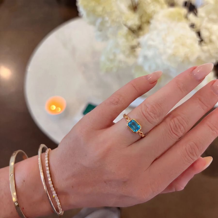 Aqua Crystal Ring