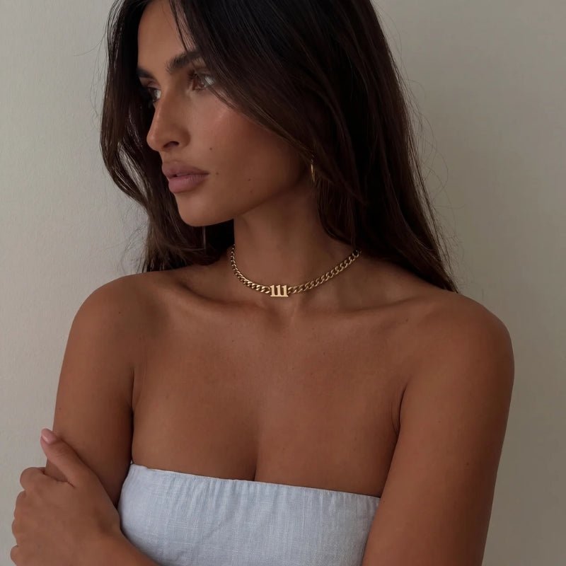 Collar Choker Número Angelical - Oro Personalizado