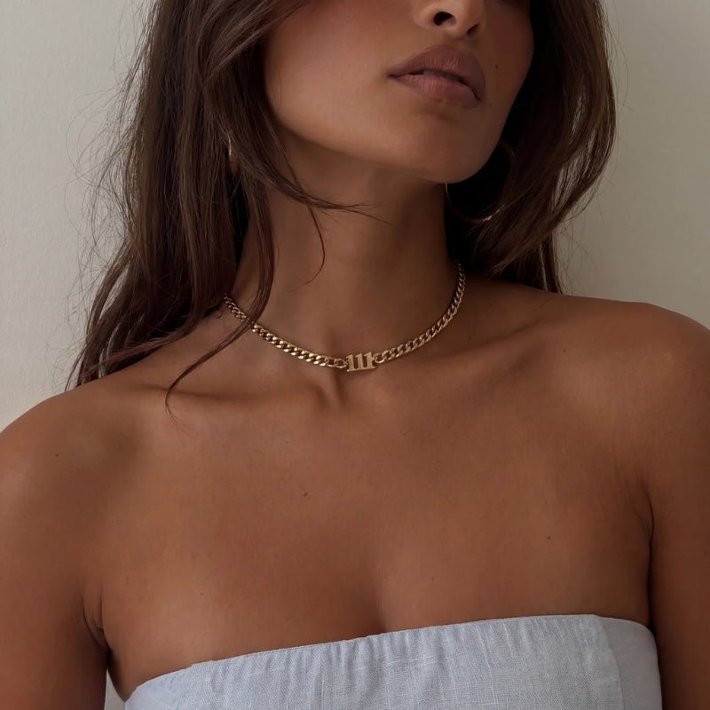 Collar Choker Número Angelical - Oro Personalizado