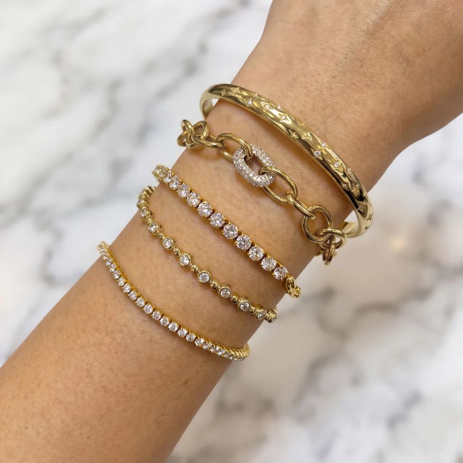 Pulsera Tennis - Mini Perlas Oro