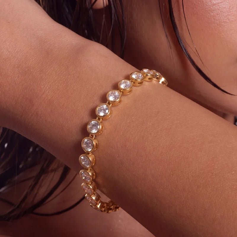 Pulsera Tennis - Mini Perlas Oro