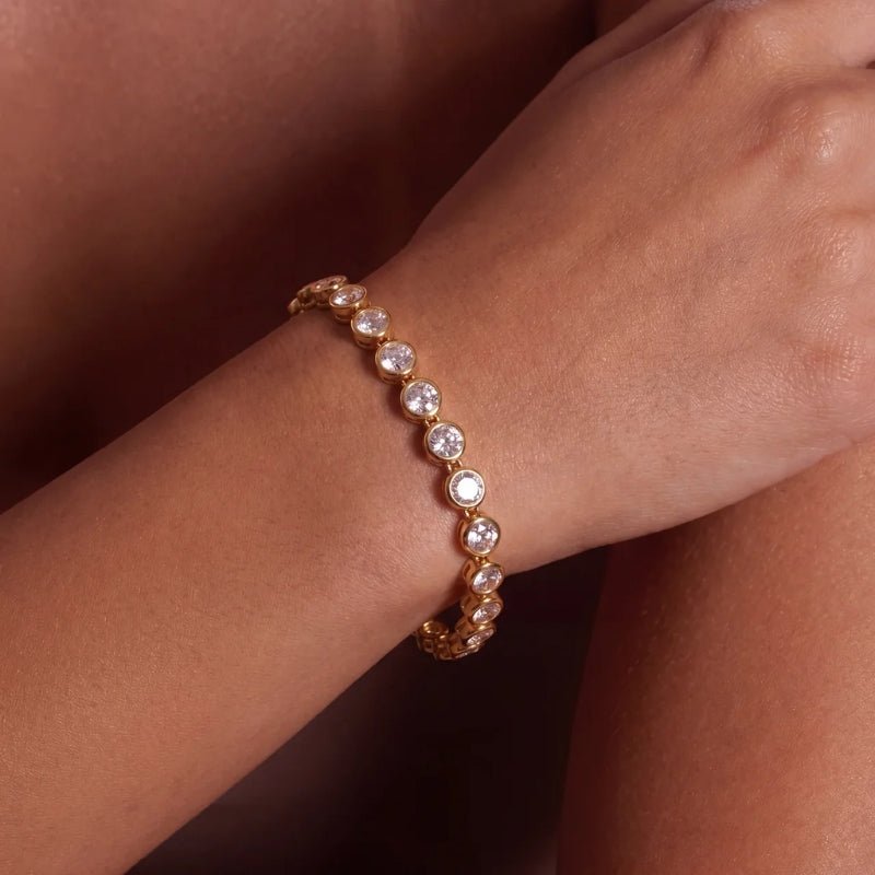 Pulsera Tennis - Mini Perlas Oro