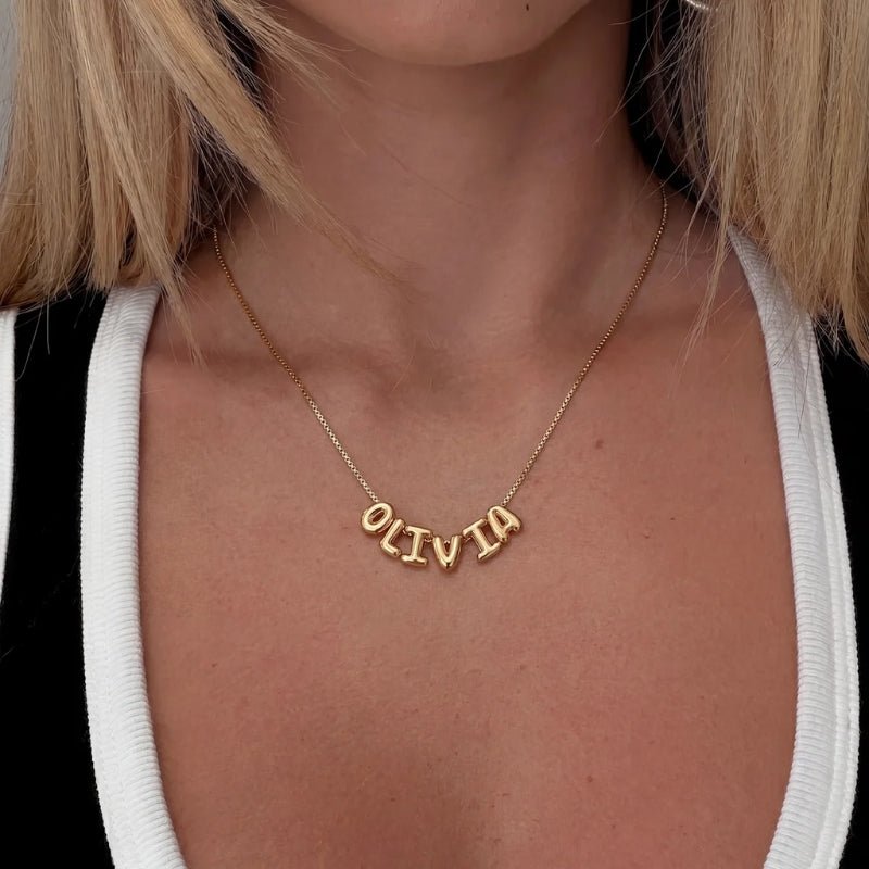 Collar Nombre Bubble - 3D Oro Personalizado