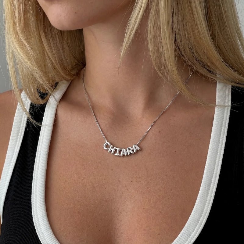 Collar Nombre Bubble - 3D Oro Personalizado