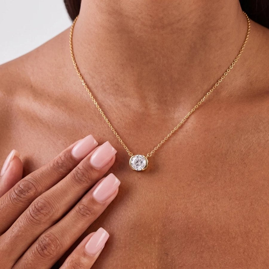 Moissanite Bezel Pendant Necklace
