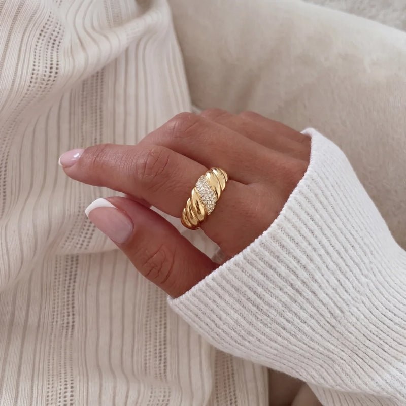 Anillo Croissant - Serpentina Pavé Oro
