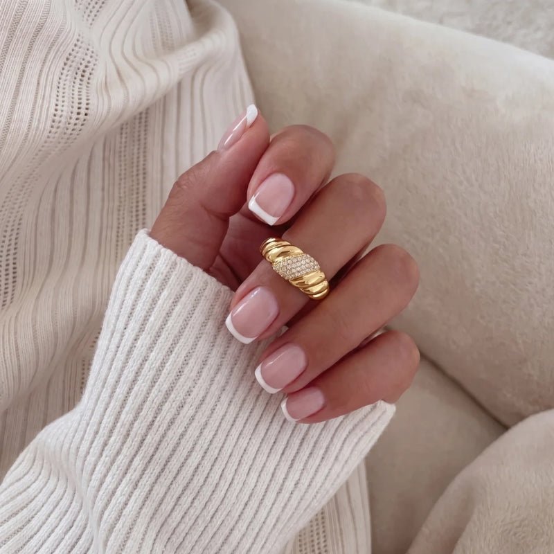 Anillo Croissant - Serpentina Pavé Oro