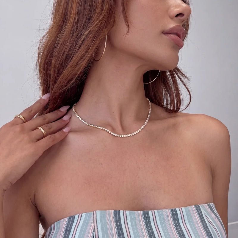 Collar Choker Tennis - Cristales Oro
