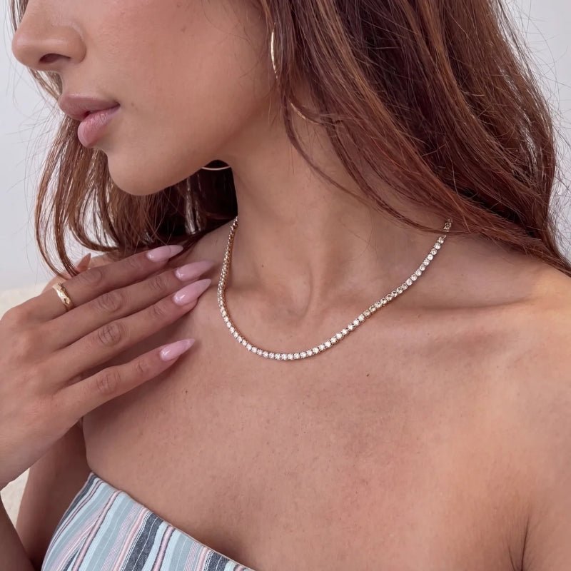 Collar Choker Tennis - Cristales Oro