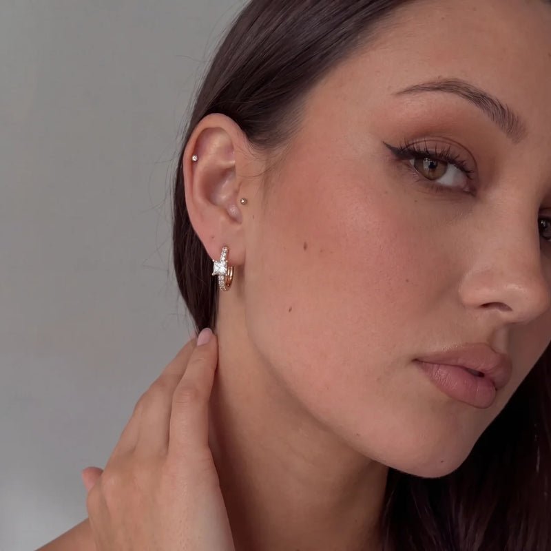 Pendientes Aro Aurora - Cristales Talla Princess Oro
