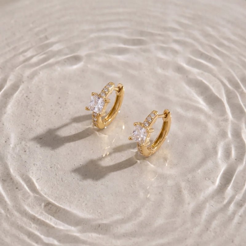 Pendientes Aro Aurora - Cristales Talla Princess Oro