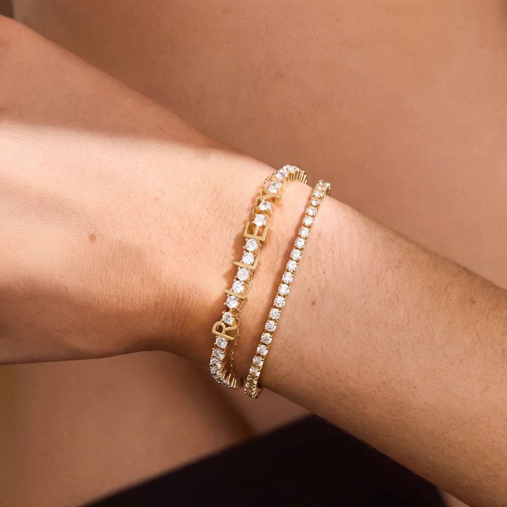 Pulsera Tennis Nombre Personalizado - Oro Circonita