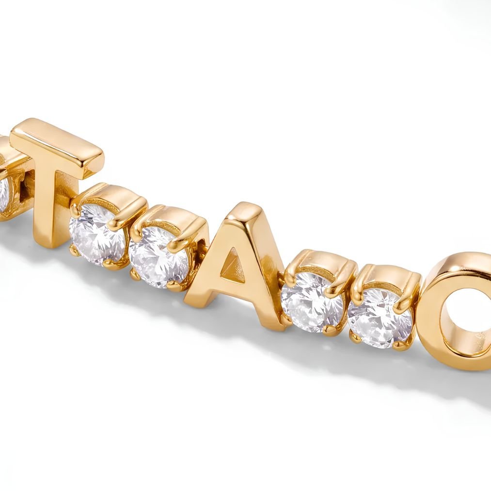 Pulsera Tennis Nombre Personalizado - Oro Circonita