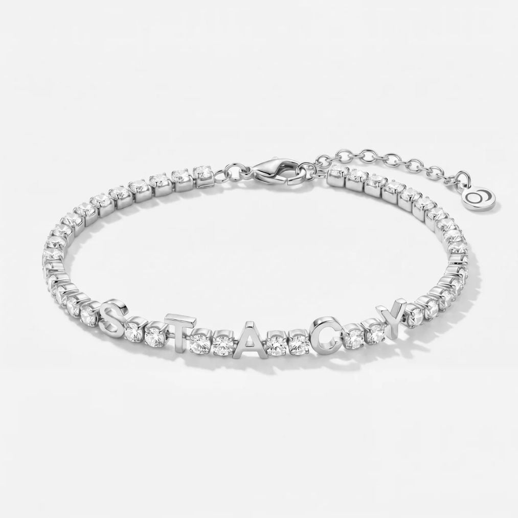 Pulsera Tennis Nombre Personalizado - Oro Circonita