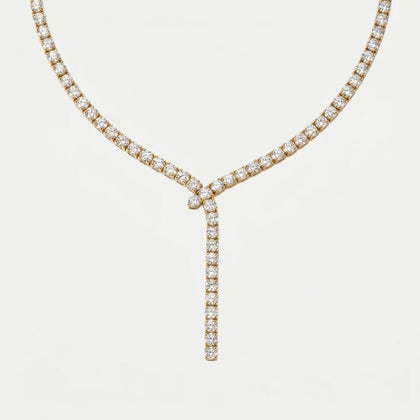 Collar Lariat Oro - Tennis Lágrima Diamante Circonita