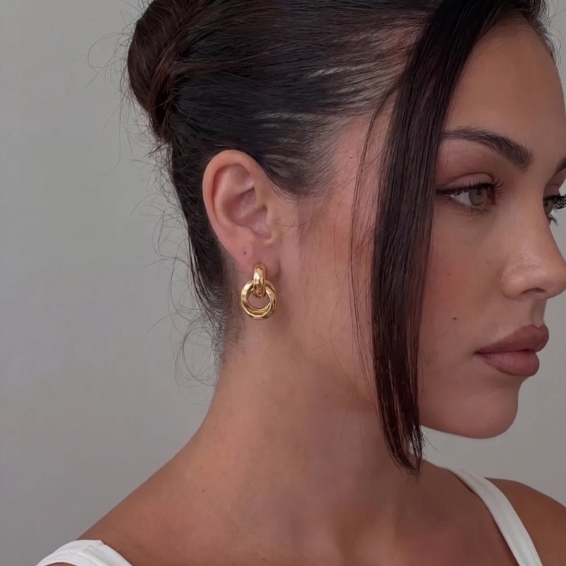 Pendientes Doble Aro - Nudo Knocker Oro