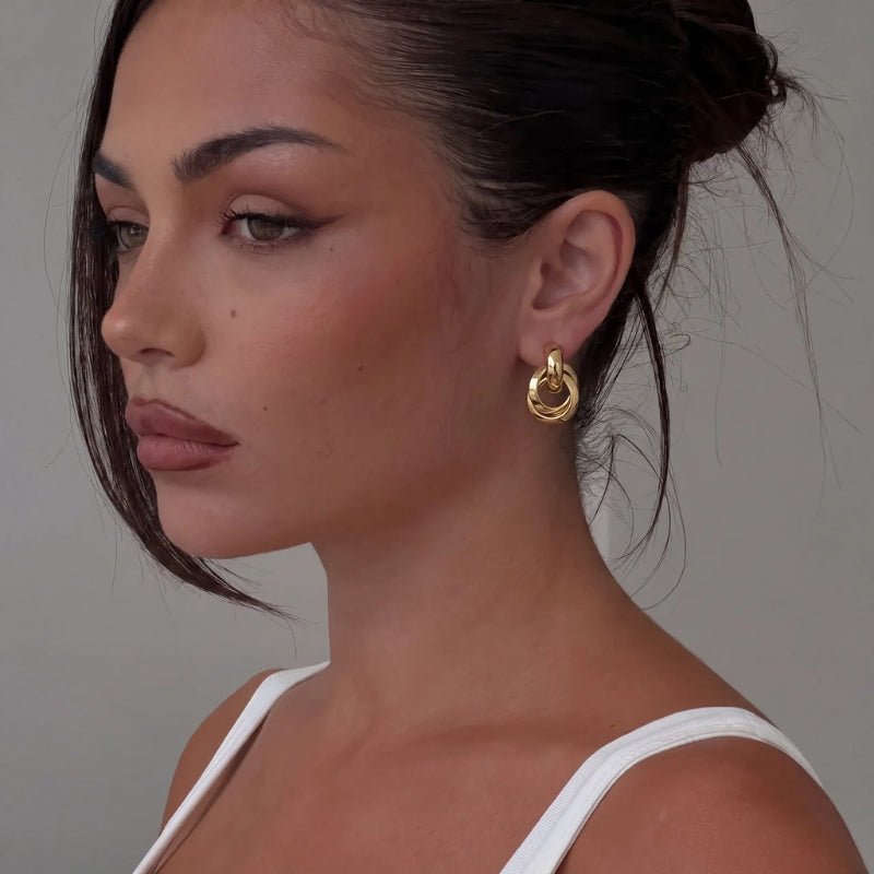 Pendientes Doble Aro - Nudo Knocker Oro
