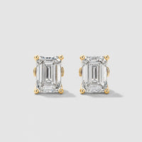 Pendientes de Botón Talla Esmeralda Moissanite