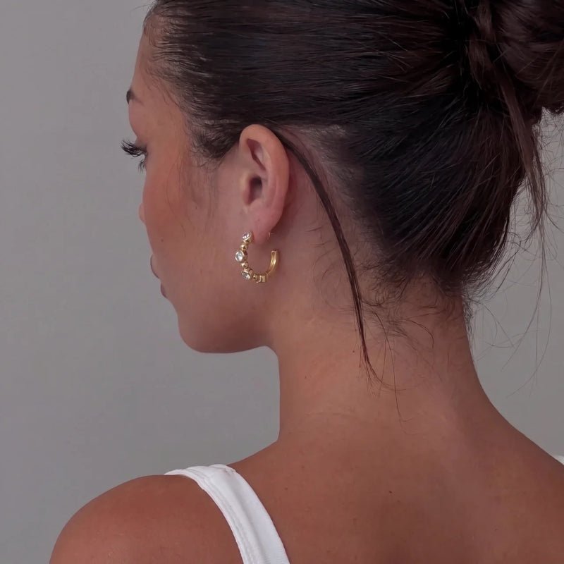 Pendientes Aro Oro - Tennis Perlas Circonita