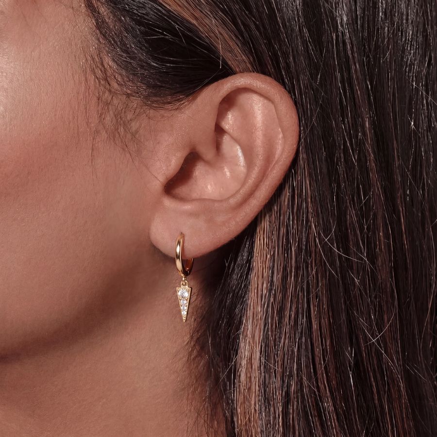 Pendientes Aro Colgante - Vega Gota Pavé Oro