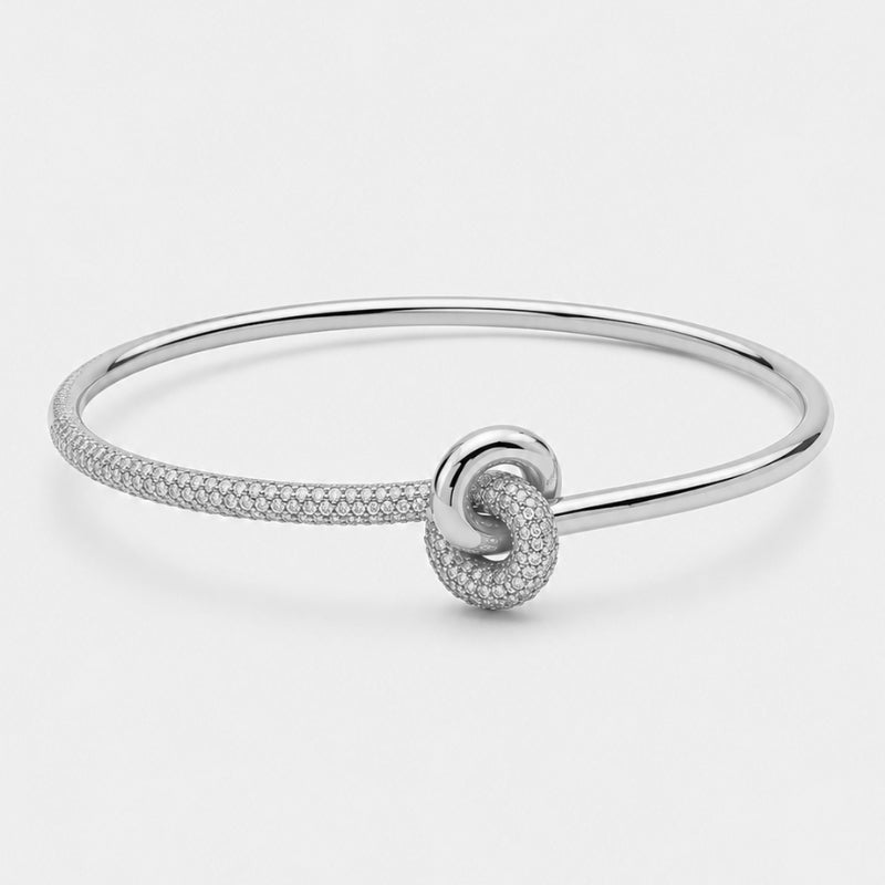 Brazalete Rígido Tennis - Nudo Central Oro