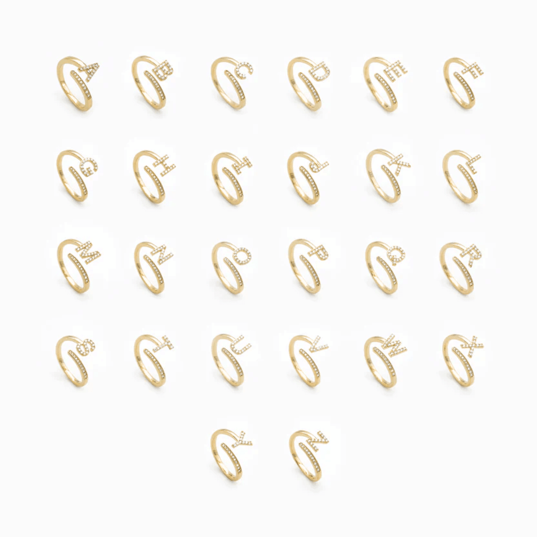 Icy Initial Ring - Bold, Custom & Gold-Plated - View 8